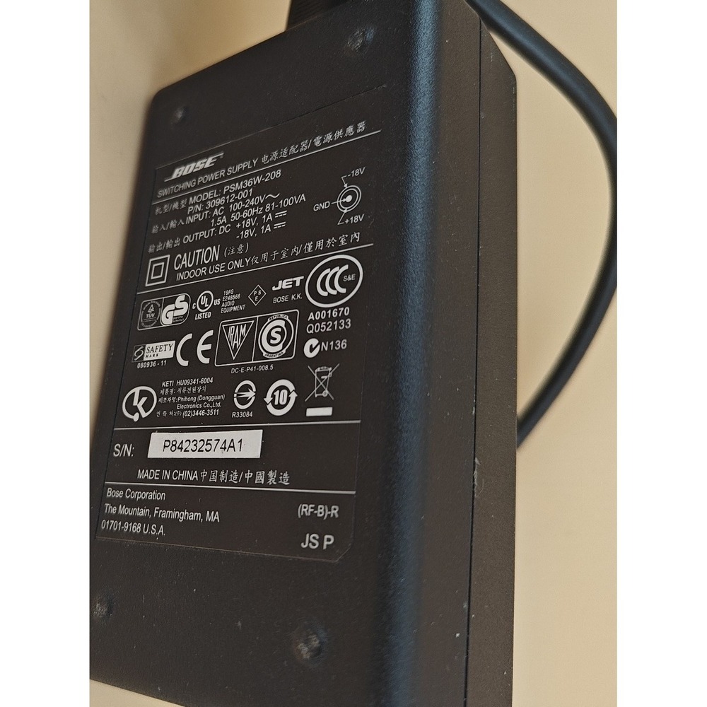 Bose PSM36W-208 18V 2A 36W AC Adapter Charger Genuine OEM Power Supply